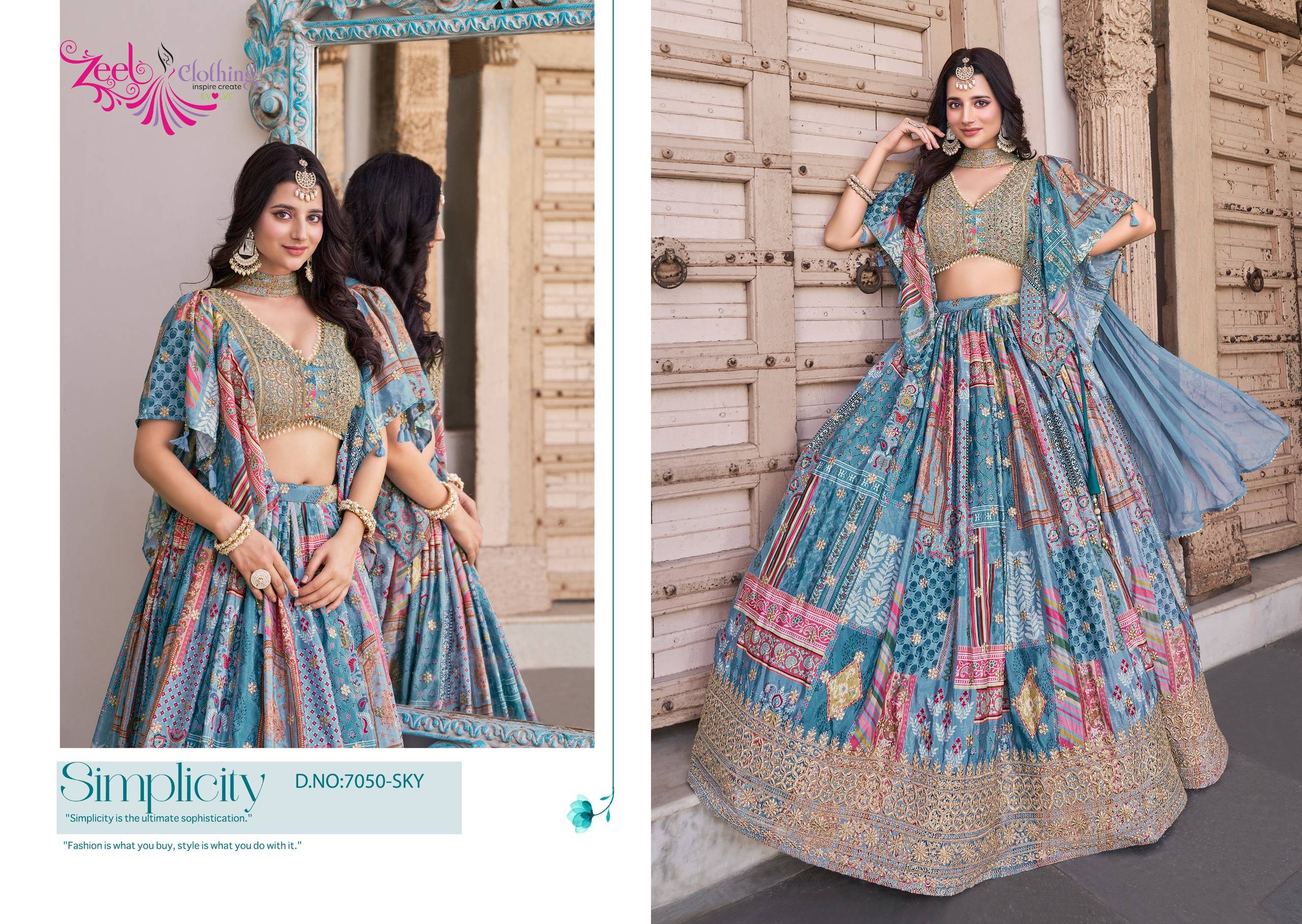 Queen By Zeel Clothing 7050 Colours Series Designer Beautiful Collection Occasional Wear & Party Wear Chinnon Silk Lehengas At Wholesale Price